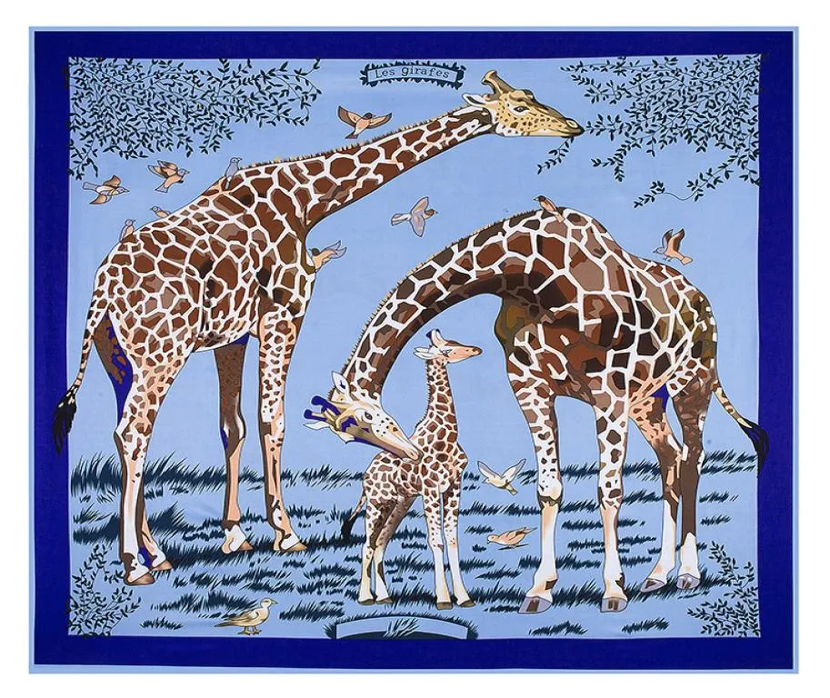 Silk Neck Scarf Women Animal Print Scarf Fashion Giraffe Pattern Foulard Femme Echarpe Large Twill Scarves Whole Drop 8183493