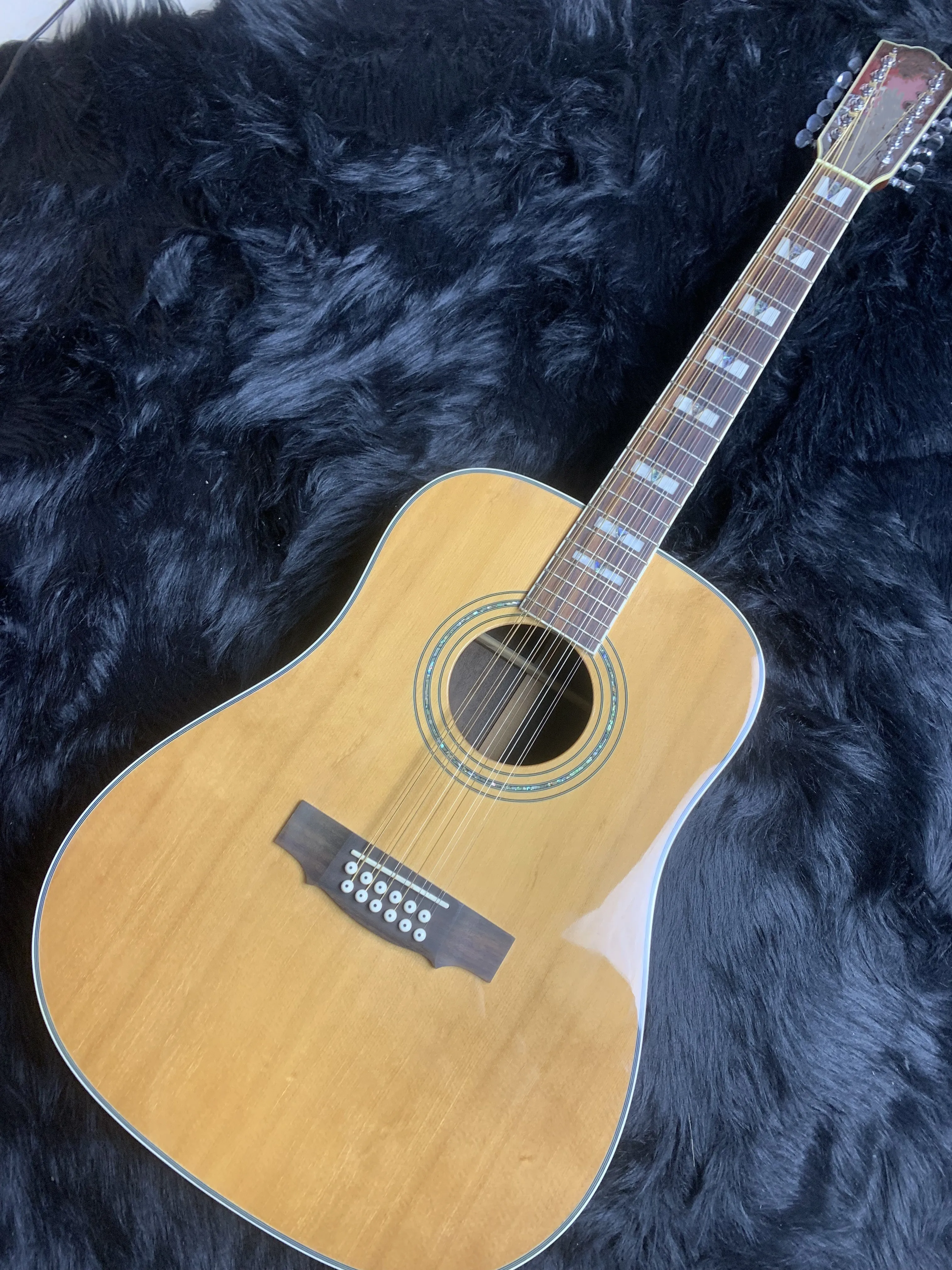 الغيتار الصوتي 41inch 12strings جميع الراتينج الخشب الخشب الأبنوس الدعم لدعم Freeshippings freeshippings