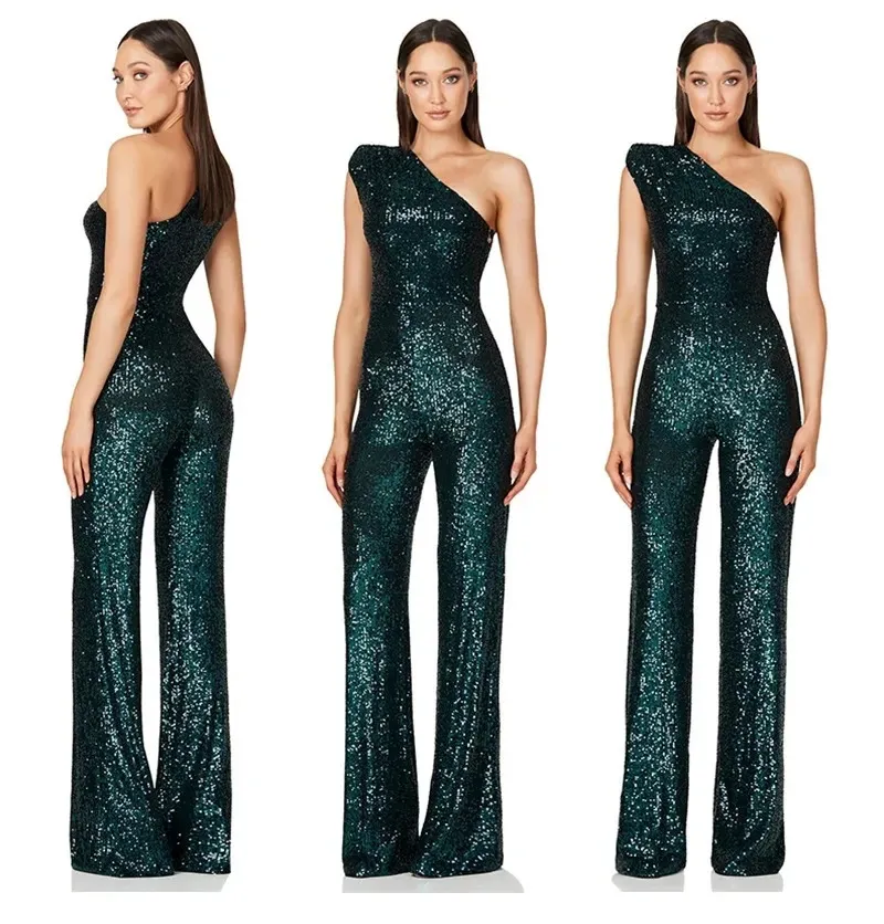 Combinaison Femme à Paillettes Pour Soirée | Bodysuit Sequins Col Rond | Taille Haute Coupe Ajustée | Idéal Mariage, Réveillon - 4