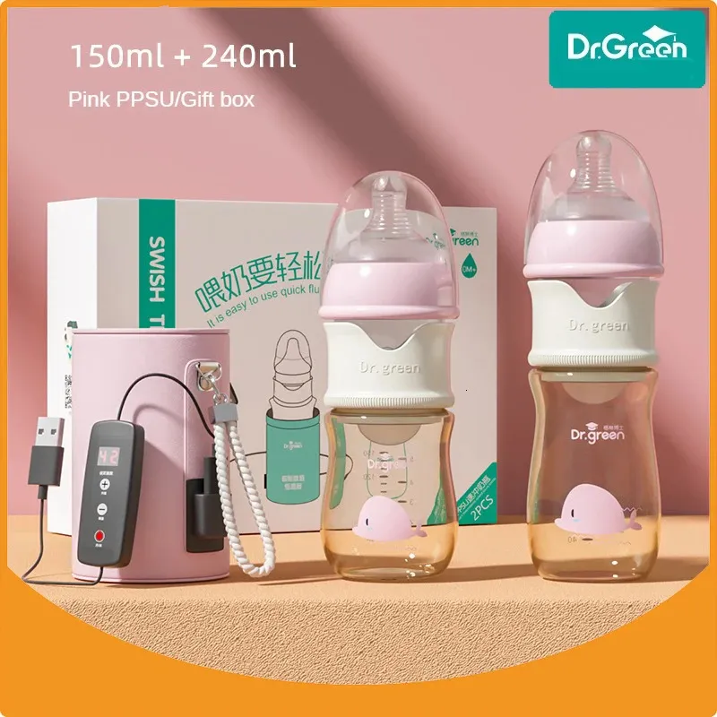 Dr.Green Smart Thermostat Born Baby Bottle PPSU 150240 مجموعة مجموعة مختومة العزلة السريعة حليب الحليب القابل للإزالة/قابلة للغسل 240129