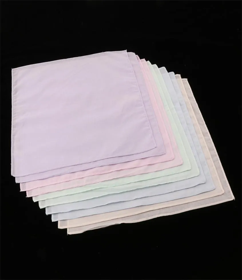 10pcs saf pamuk renkli mendiller kadınlar erkek hanky diy cep kare hankies düğün yemek yemek egzersizi t2002750830