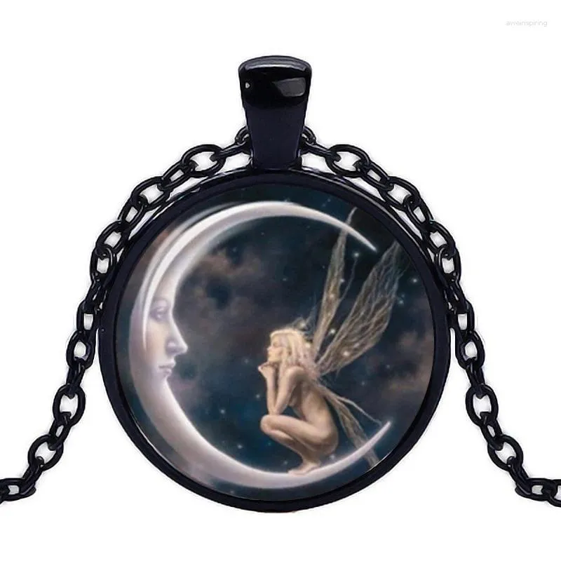 Pendant Necklaces Independent Girl Necklace Mother's Day Gift Glass Cabochon Metal Christmas Jewelry Angel