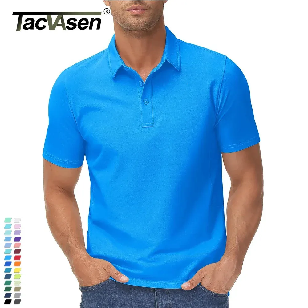 TACVASEN été 72% coton Polos T-shirts hommes respirant Golf Polo T-Shirt Sport actif randonnée T-shirts décontracté travail hauts mâle 240202