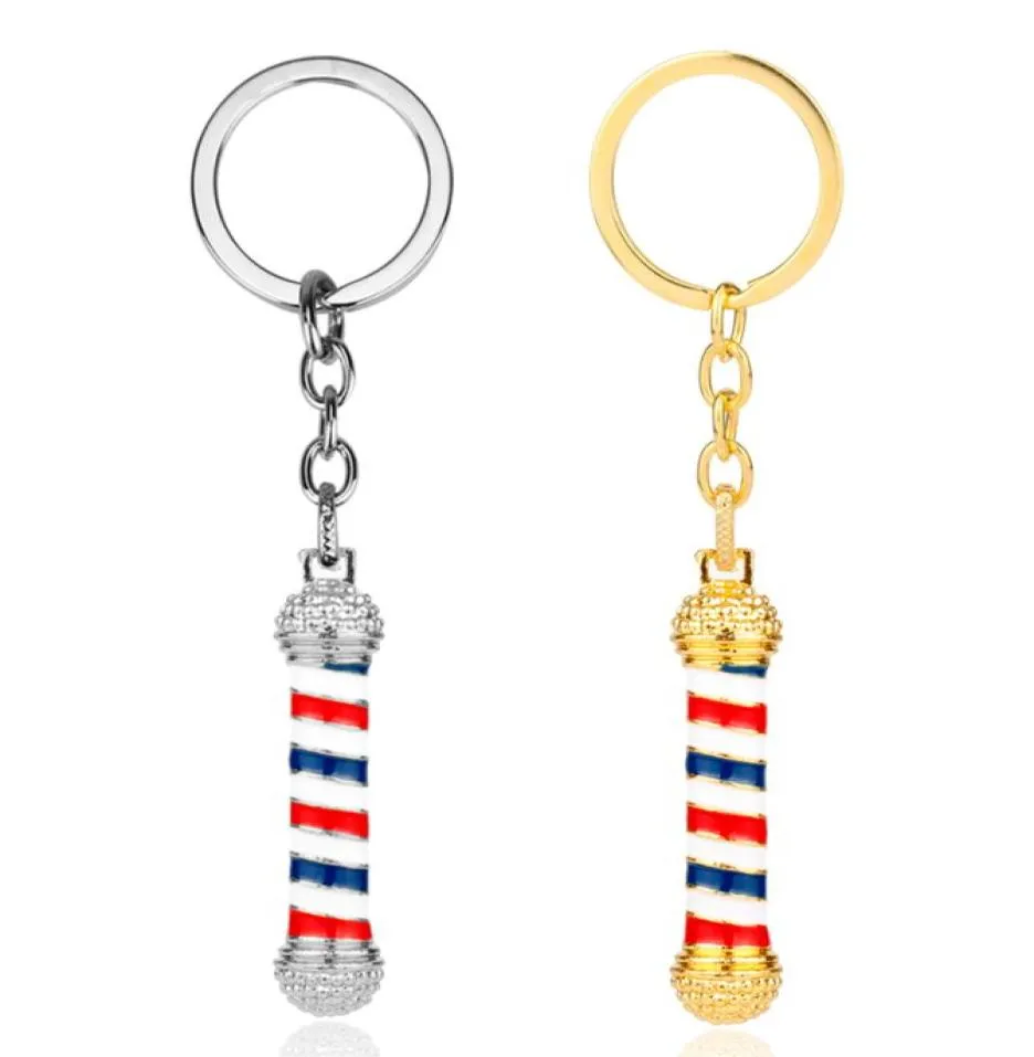 Barber Shop 3d Pole Pendant Keychain 2Colors Hip Hop Barber Frisörsmycken gåvor till HairDesigner9818193