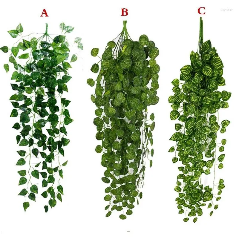 Dekorativa blommor 90 cm hiedra konstgjorda växter gröna blad murgröna blad girland falska bröllop djungelfest hem trädgård vägg hängande dekor