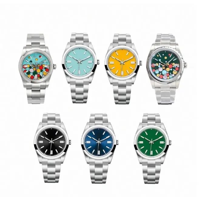 시계 럭셔리 시계 Menwatch 124300 시계 고품질 디자이너 36mm 41mm 자동 이동 Green Box C1W7#