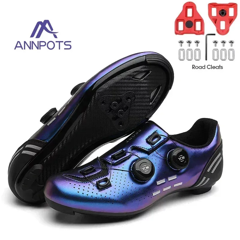 Homme VTT Chaussures Plates avec Clits Vitesse Route Cyclisme Baskets Femmes Route Dirt Bike Chaussures Vélo Calas Racing Vélo Spd Crampons 240202