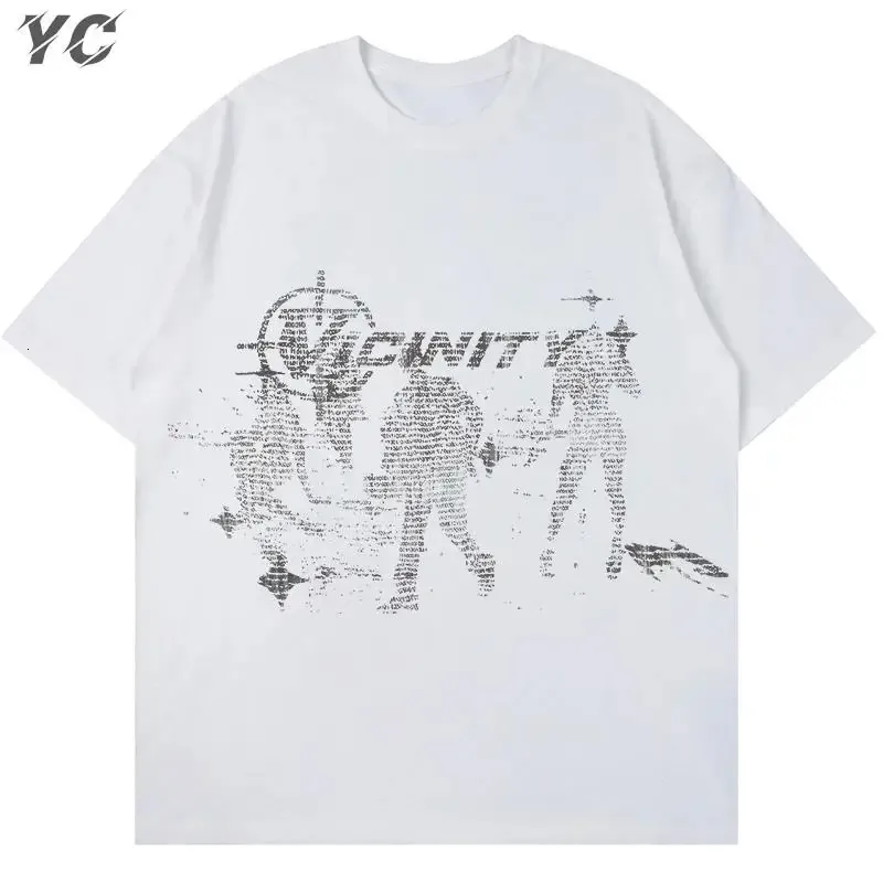 Vintage gótico oversized mens camiseta harajuku hip hop topos estética impressão gráfica y2k roupas streetwear moda coreano tees 240126