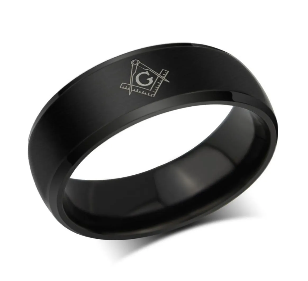 Letdiffery Cool Masonic Rings rostfritt stål bröllopsringar 8mm män kvinnor kolfiberringar droppfartyg hel1168828