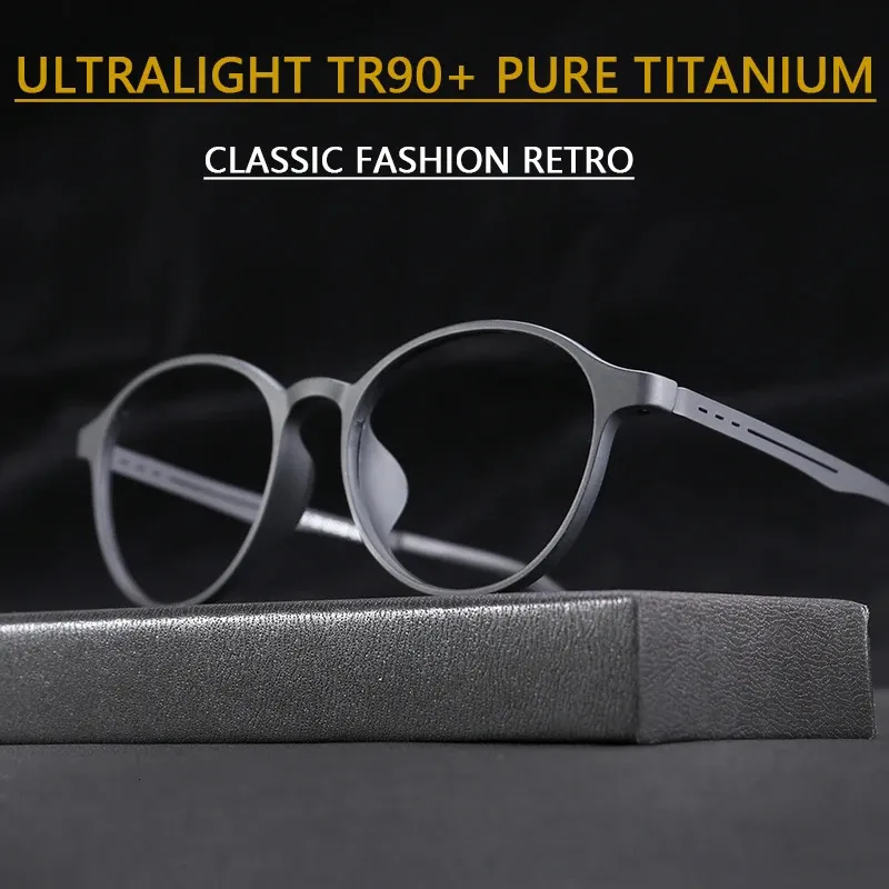 Ultraleichte Legierung TR90 Myopie Brille Retro Runde Optische Brillen Rahmen Männer Und Frauen 240131