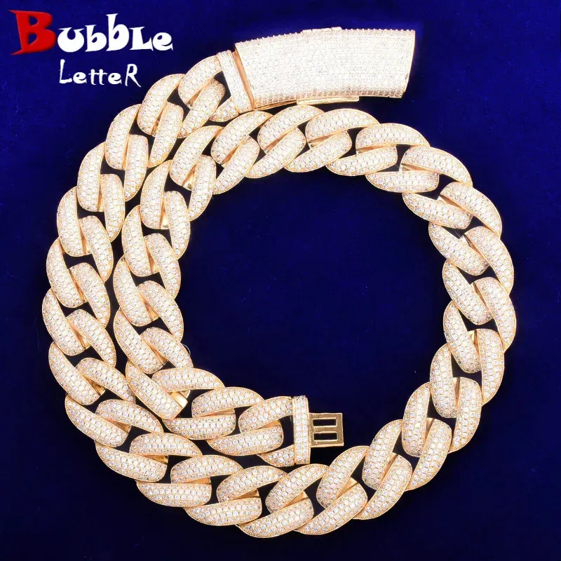 Bubble Letter Miami Cuban Link Chain Man Necklace Hip Hop Jewelry Iced Out Christmas Gifts Trend 240131