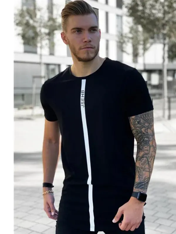 Summer Male T Shirt Silk Silk Tshirt O-Neck Short Jogging Mens Shirts T Shirts Sik Shirt Men T-shirt Tops Tees