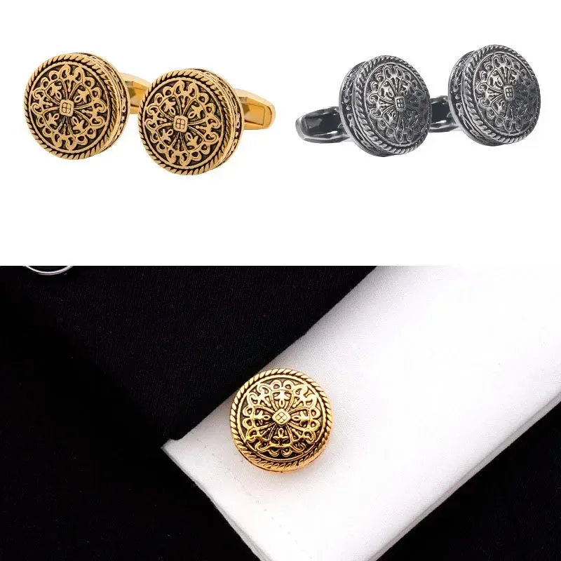 Rzeźbione zabytkowe złote srebrne srebrne greckie mankiety królewskie spinki do mankietu bankietowego Koszulka francuskie mankiety linki mankietowe prezenty biżuterii męskie 240130