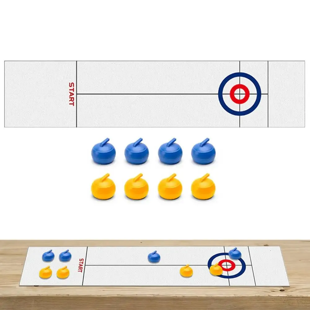 Jeu De Curling De Table Compact – Tapis 119 Cm – 8 Pierres – Voyage/famille – Dès 3 Ans