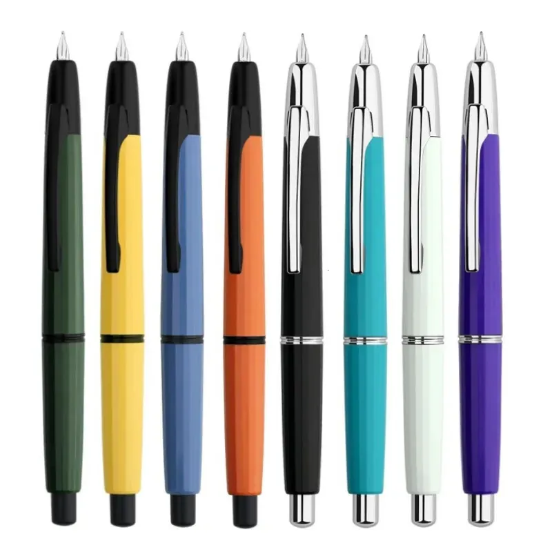 MAJOHN A2 Press Fountain Pen Retractable Resin EF Nib WIth Clip Converter Ink Pen Office School Writing Gift Set Lighter Than A1 240130