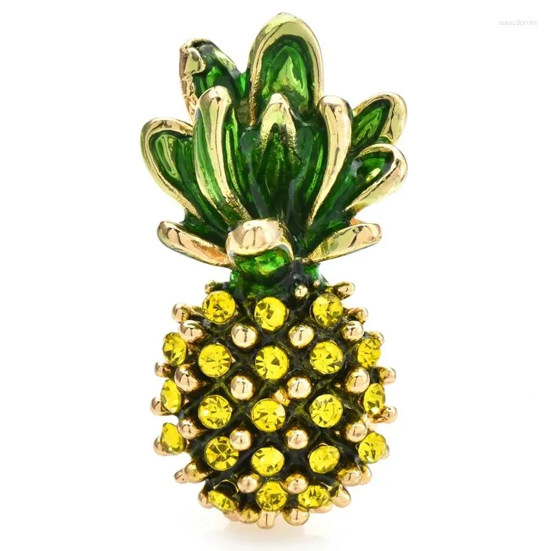 Broches Wulibaby mignon ananas pour femmes unisexe strass émail Fruits collier broches cadeaux