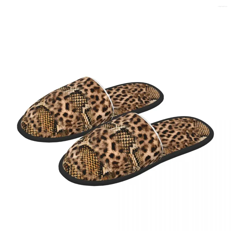 Pantofole da interno in pelle di leopardo e serpente, caldo inverno, casa, peluche, moda, morbido e soffice