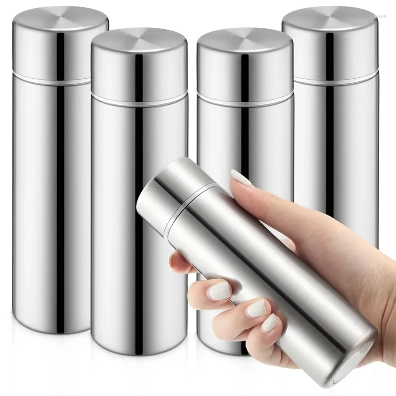 Coffee Pots 4 PCS 4.4 Oz Cute Small Insulated Water Bottles Pocket Mini Stainless Steel For Kids Women Tea