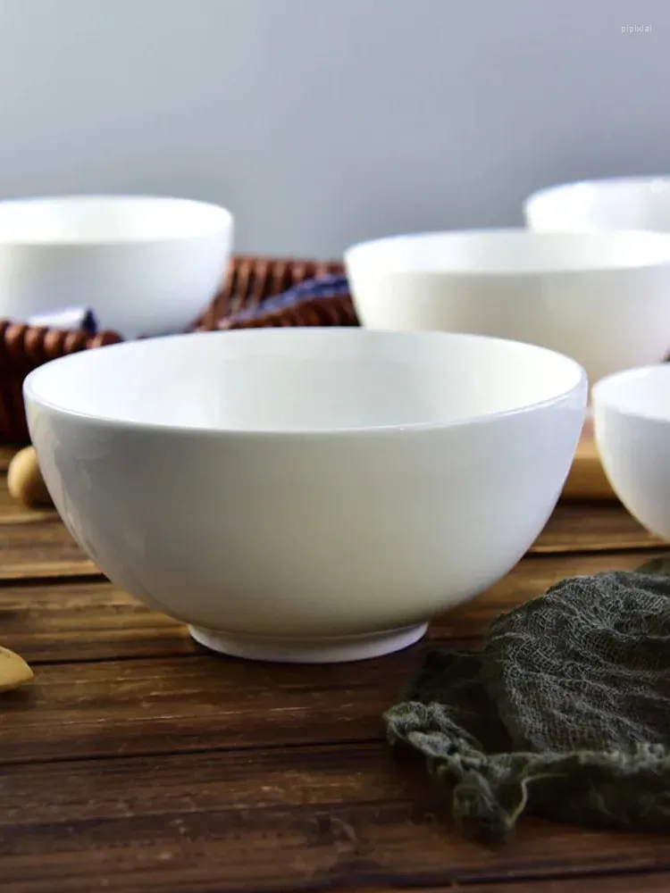 Tallrikar keramiska skålen hushåll ris ben pensera rent vit ao stor kapacitet soppa bordsartiklar