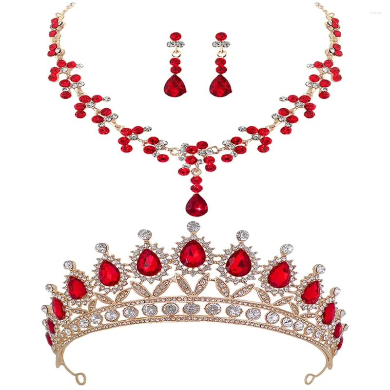 Necklace Earrings Set Necklaces Crown Crowns For Women Wedding Bride Rhinestones Tiaras Jewelry Bridal