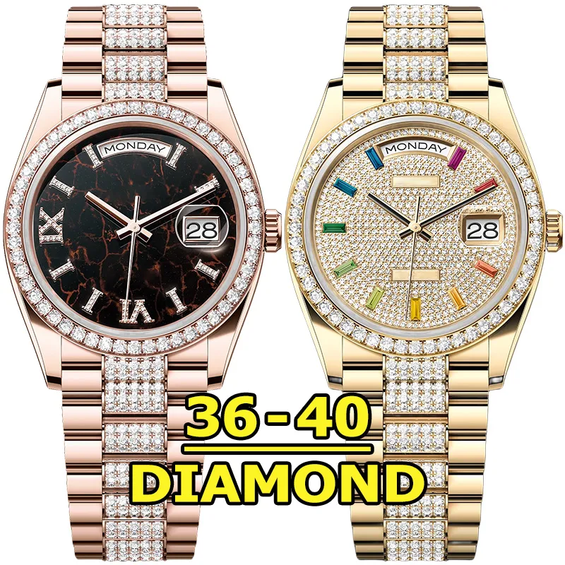 Luksusowe zegarki męskie zegarki z diamentami Wysokiej jakości zegarki 36 mm 40 mm automatyczny ruch maszynowy 904L ze stali nierdzewnej Luminous Sapphire Fashion Watch