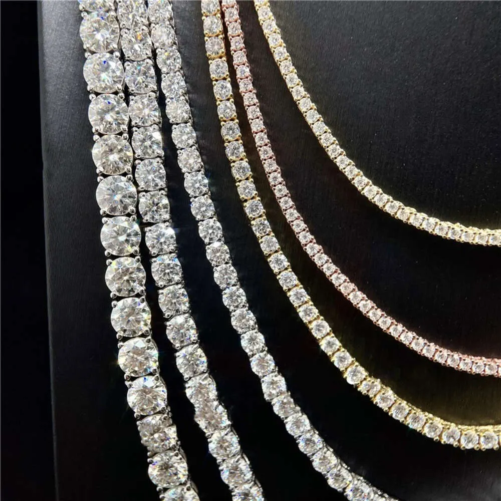 2024 Hot Selling Radiant 2mm Vvs Moissanite Tennis Chain Necklace with Sparkling Fire