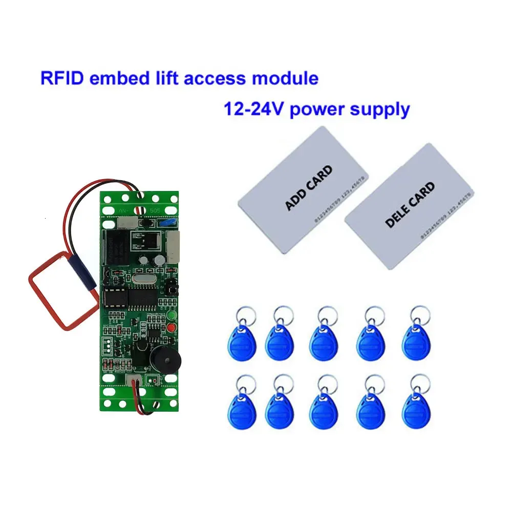 Módulo de controle incorporado RFIDElevador de acesso de intercomunicação 924V DC Power 2pcs Cartão mãe 10pcs Em Key Fob 240123