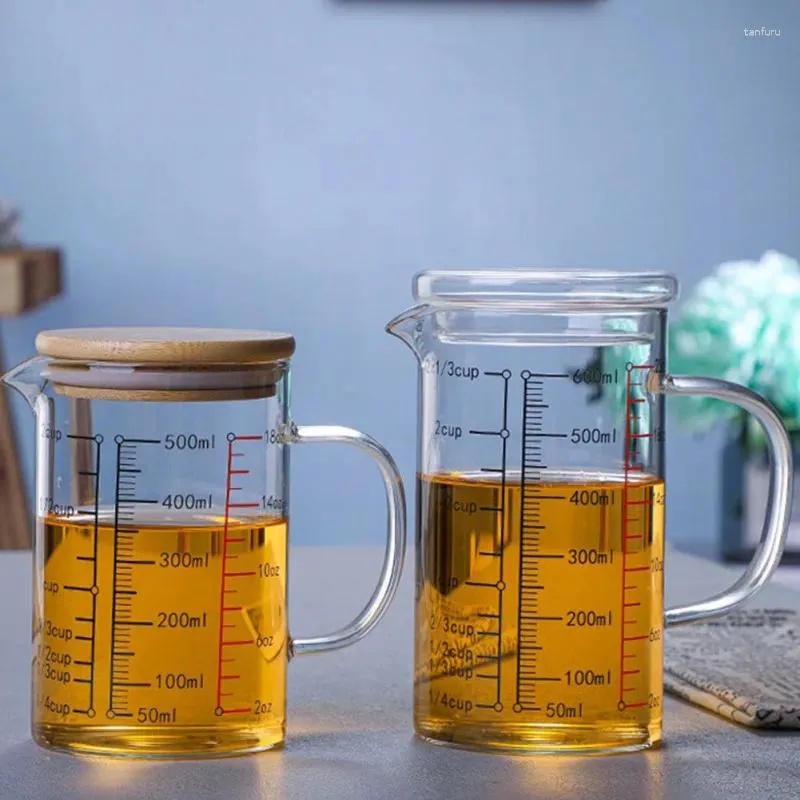 Измерительные инструменты 400-1000 мл, бытовые чашки из боросиликатного стекла, кофейные чашки, горшок, чайник, кухонный чай с молоком, удобный прочный кувшин с крышкой