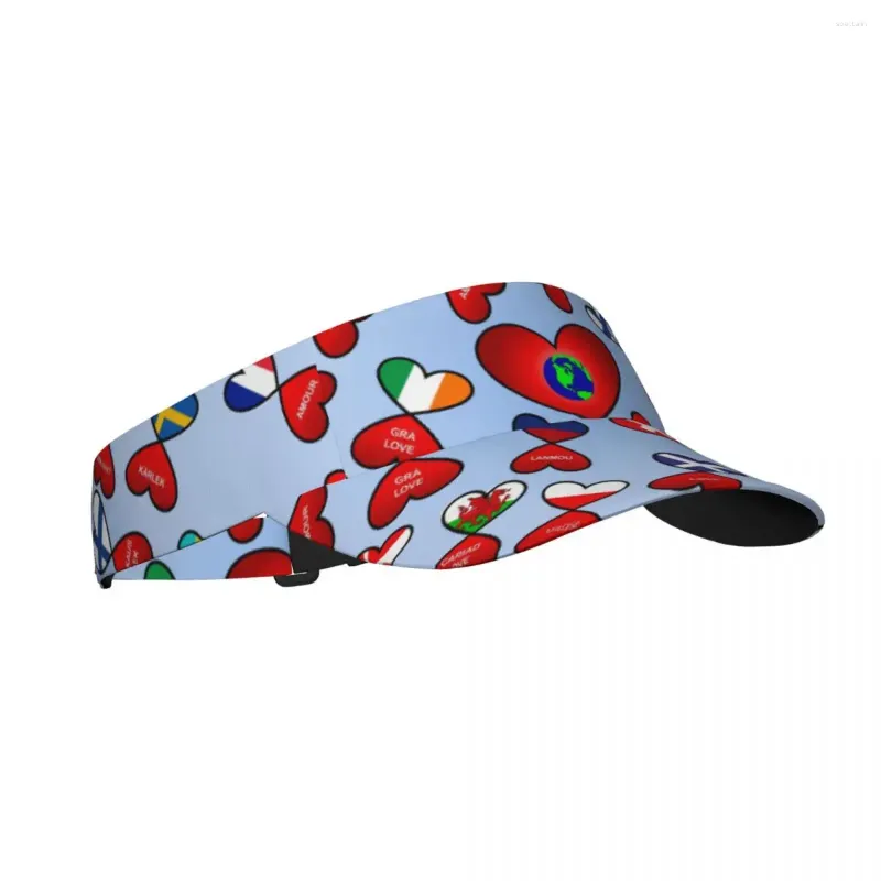 Berets Flag Hearts Summer Air Sun Hat Visor UV Protection Top Empty Sports Golf Running Sunscreen Cap