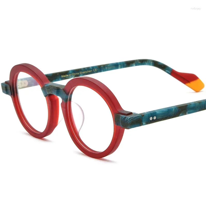 Lunettes de soleil Cadres 2024 Round Acétate Optique Prescription Lunettes Léopard Hommes Femmes Mode Individualité