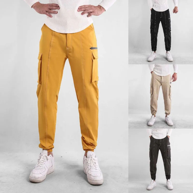 Pantalon Cargo pour hommes, multi-poches, coupe Slim, décontracté, Long, à la mode, confortable, Costume d'entraînement physique pour hommes