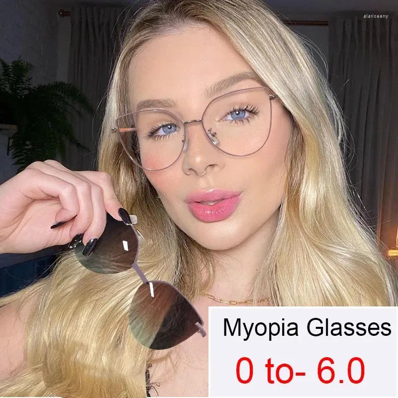 Solglasögon myopia anti blå ljusglasögon ram mode polariserad kvinna 2 i 1 magnet katt ögonfiske som kör sol 2024