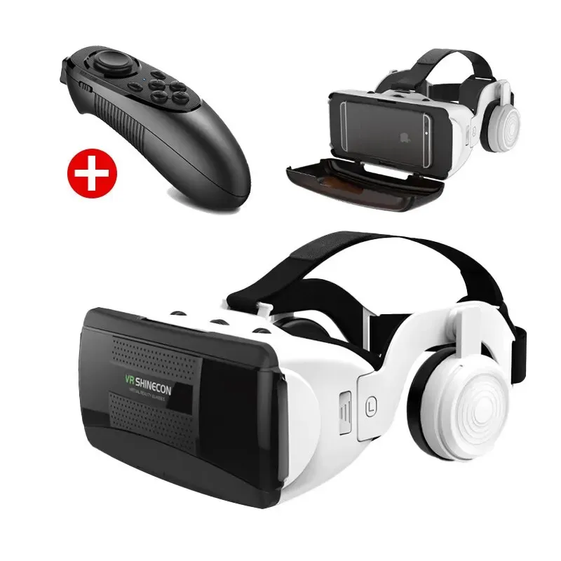 G06EB 오리지널 VR 가상 현실 3D 안경 박스 VR 골판지 헤드셋 헬멧을위한 안드로이드 스마트 폰 무선 로커 240126