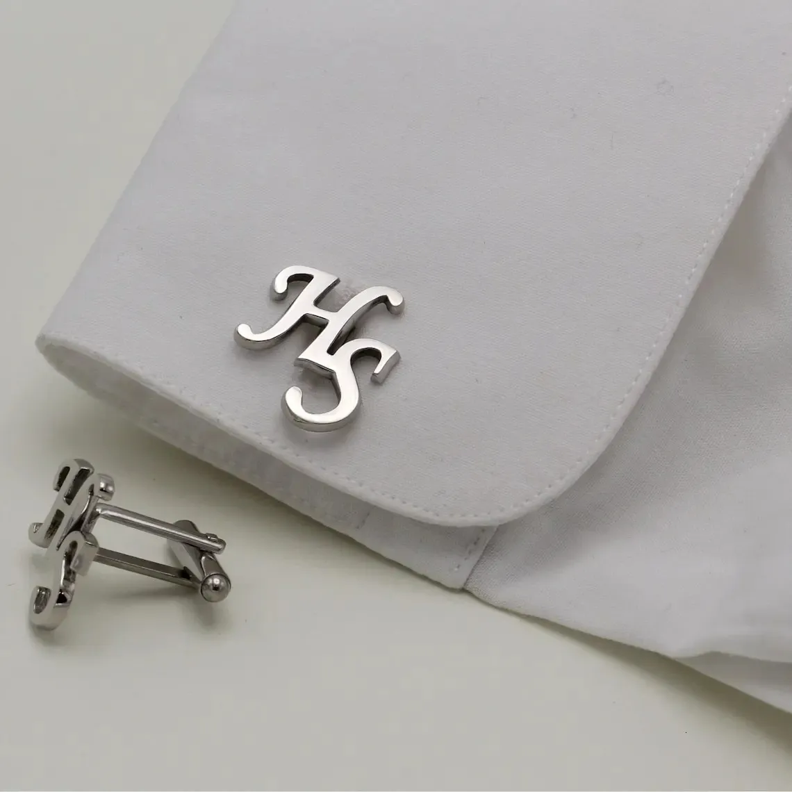 Tangula Custom Initials Cufflinks for Men Stainless Steel Personalize Letter Cuff Links Wedding Jewelry Gifts For Groom 240124