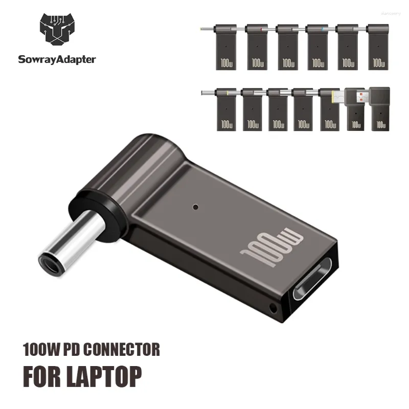 Kable komputerowe PD 100W Laptop Ładowarka Złącze Złącze USB Type-C Kobieta do samcowego wtyczki DC dla Lenovo/HP/Dell/Asus/Acer/Sony