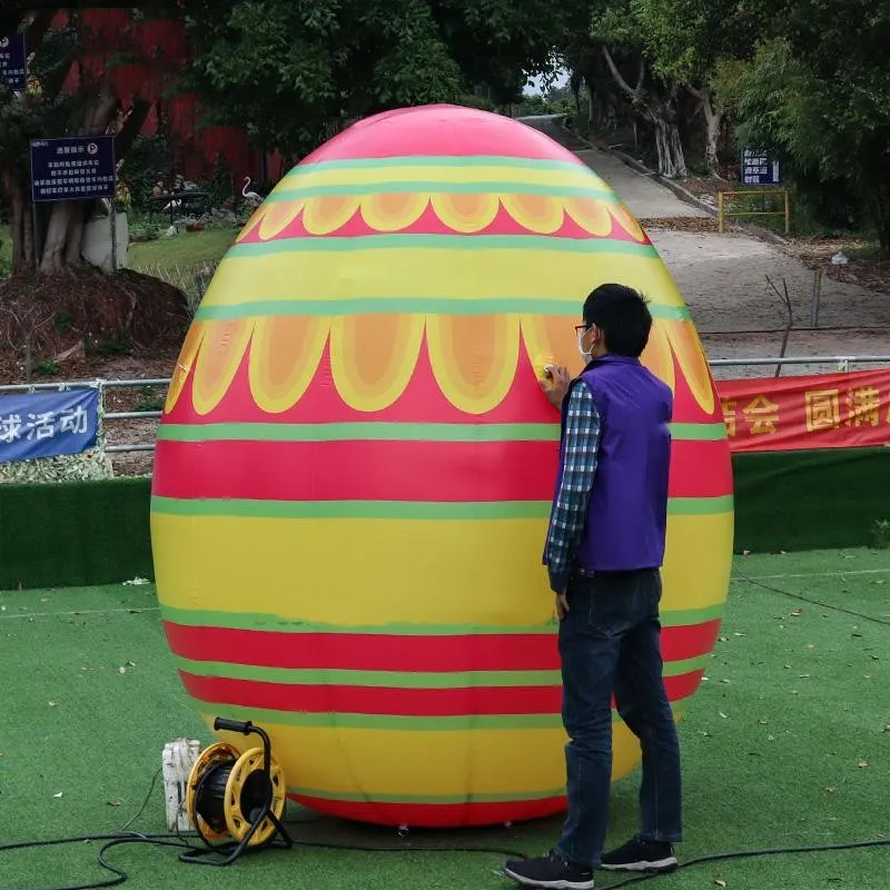 5mH (16,5 pieds) Oeufs de Pâques gonflables géants en plein air Modèle d'oeufs colorés de dessin animé pour la décoration de festival de publicité d'événement avec des jouets de souffleur d'air Sports