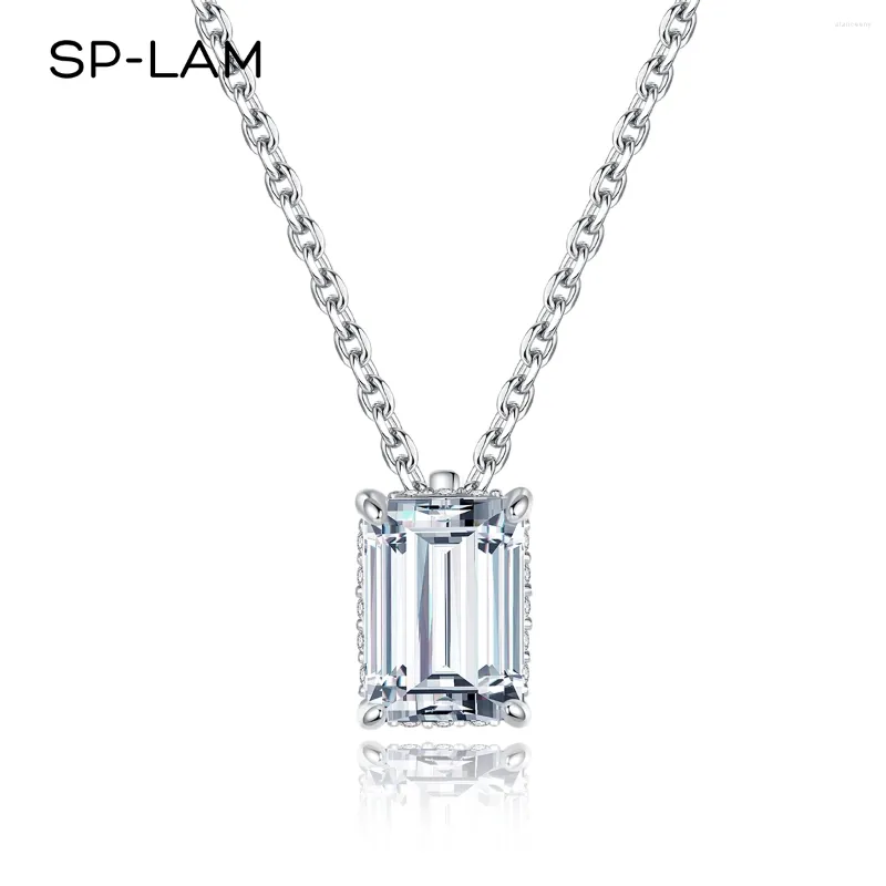 Ciondoli GIOIELLI Ciondolo Moissanite 925 Taglio smeraldo 1 ct D Collane con pietre preziose create con diamanti per le donne Gioielli autentici in argento sterling