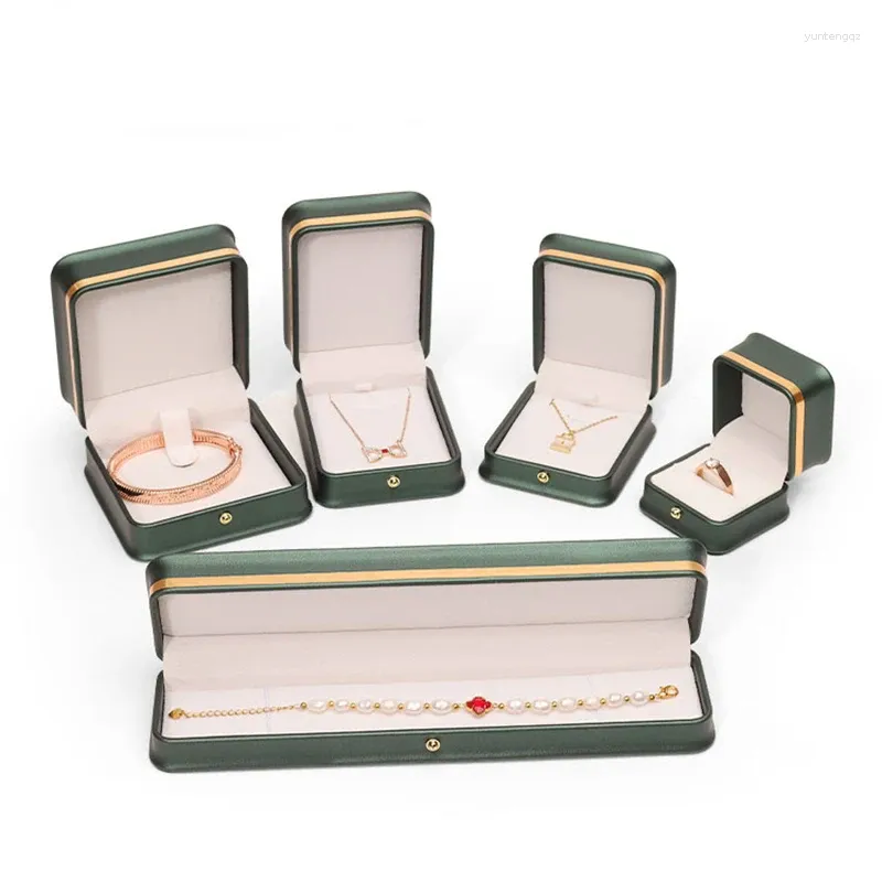 Pochettes à bijoux en cuir de marque de mode pour femmes, boîte de rangement pour bague de mariage, organisateur de pendentif, bracelet, étui de collecte, affichage cadeau