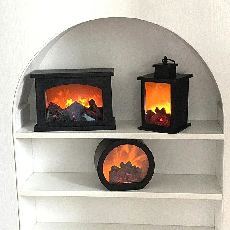Lareira falsa decorativa com imitação de fogo mini efeito de chama led luz ambiente natal presentes de halloween decoração de casa 240131