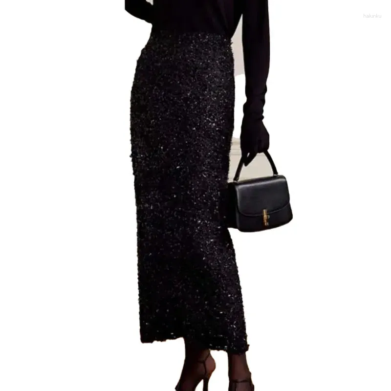スカートVIIブランドr秋の女性服エレガントなウールループツイードホルタースカートロングフォーウィメンファッション2024オファー