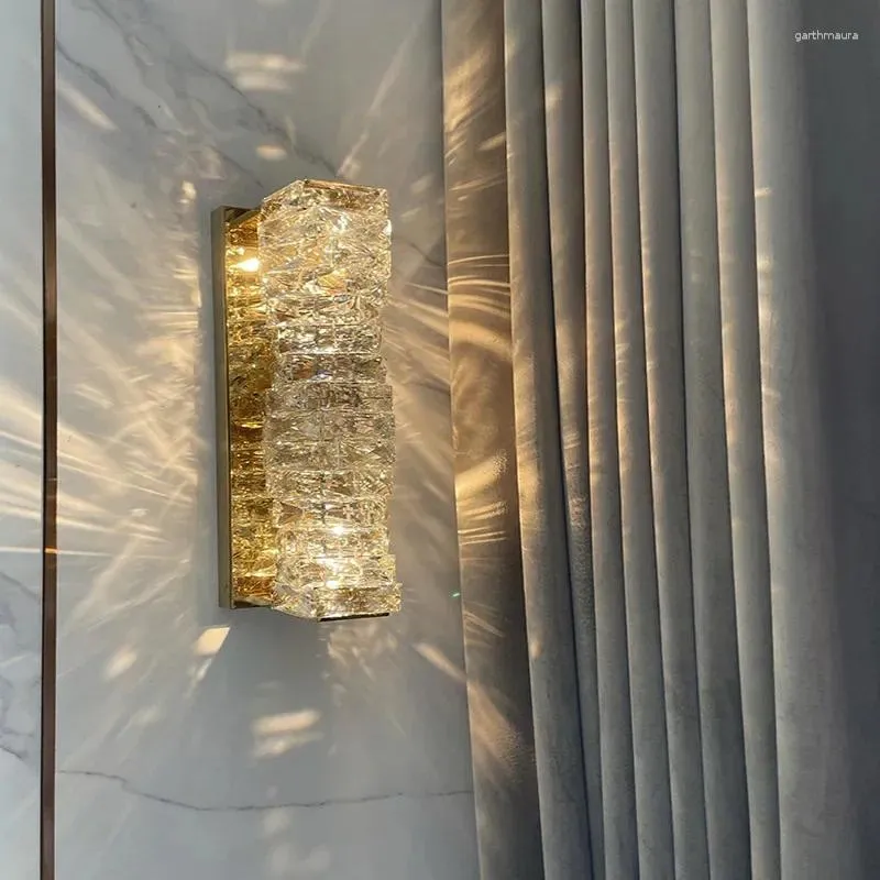 Lâmpadas de parede LED luzes de cristal de luxo cromo ouro cabeceira decoração de casa sala de estar quarto arandelas lustre