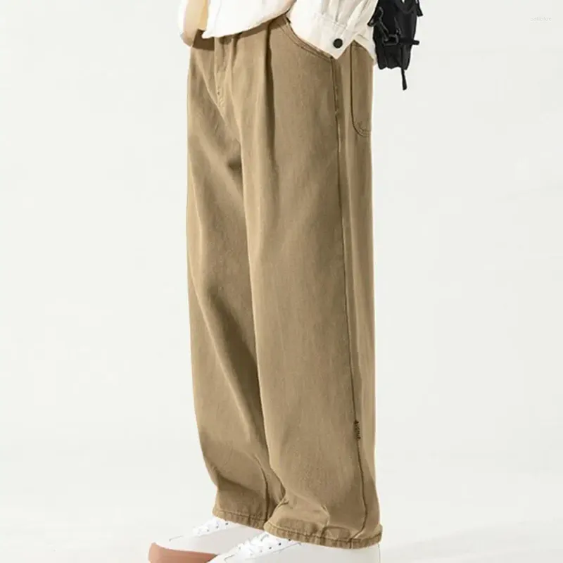 Men's Pants Straight Leg Versatile Wide-leg Work Retro Style Breathable All-match Trousers For Casual Professional Wear