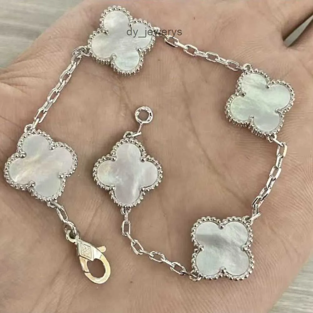 Van Clover bracelet 925 Silver Clover Five Flowers Bracelet Lightweight Luxury Double Sided Non Fade Ins Design For Girlfriends