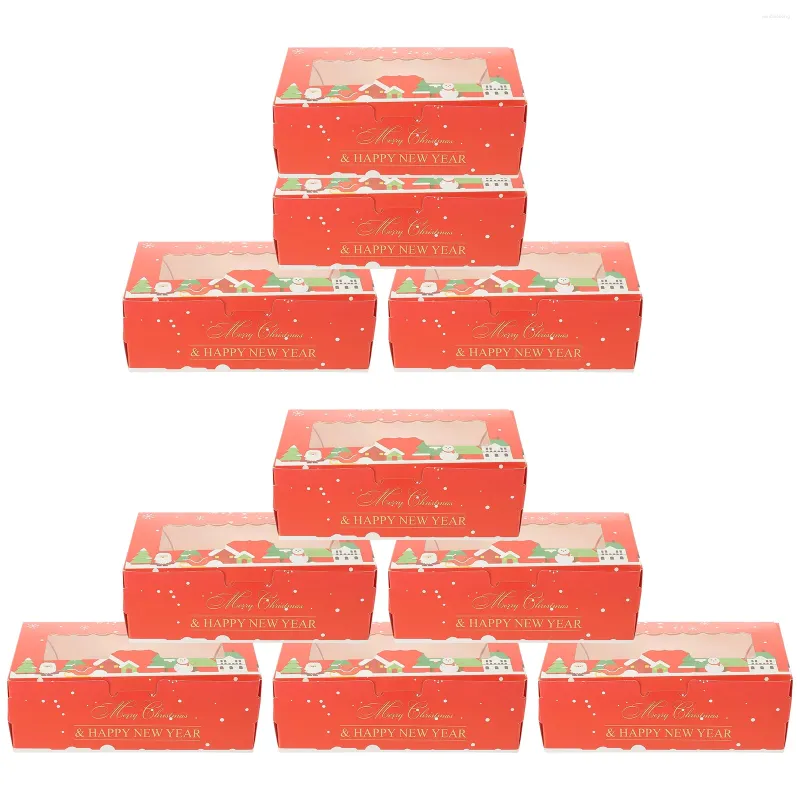 Afhaalcontainers 10 stuks Macaron-doos Verpakkingsdozen Case Klein snoepcadeau Papier Kerstcontainer Kerstkoekjes Feest