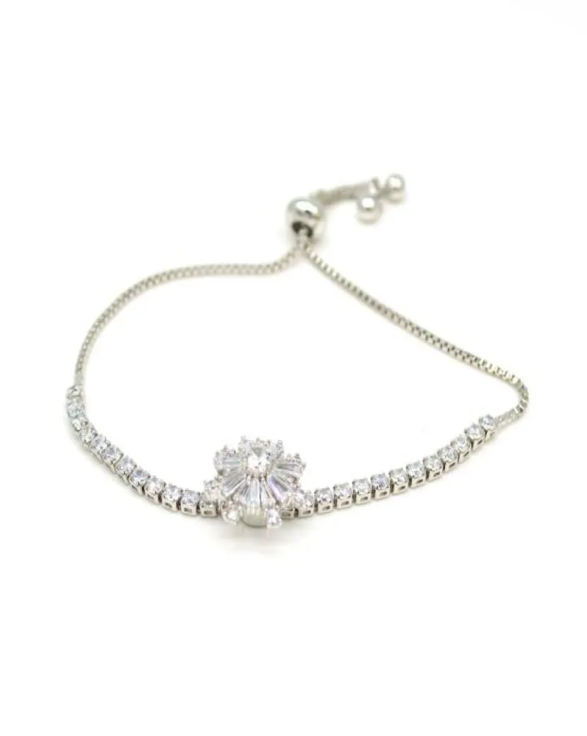 Luxury Crystal Bracelets Tennis Genuine Silver Plated Charms with Zircon Diamond Roman Bracelet Top Quality4370284