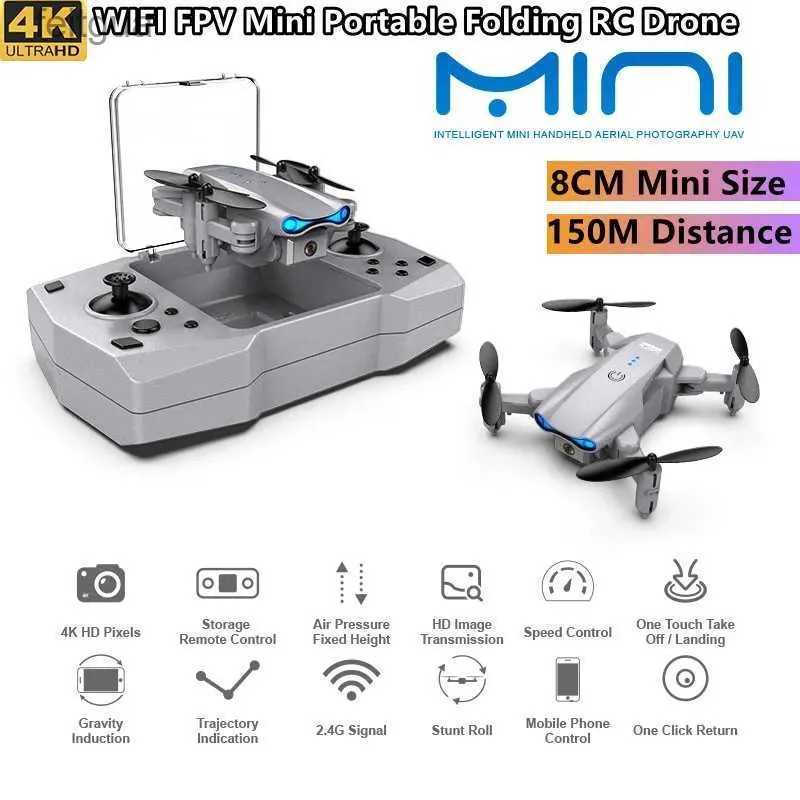 Drones 4K HD Câmera Dupla MINI WIFI FPV Controle Remoto Drone 150M Trajetória Fly One Key Take Off / Land Headless Mode RC Quadcopter Modelo YQ240211