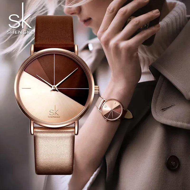 Shengke design original mulher relógios moda criativa das mulheres relógios de pulso quartzo sk senhoras movimento relógio montre feminino 240202