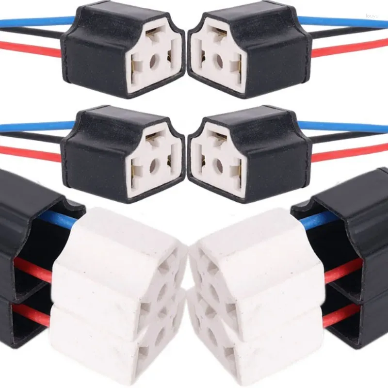 Belysningssystem H4 Ceramic Socket Adapters Car Bulb Lamphållare Koppartråd Kvinnlig plugganslutning Tre hålseln