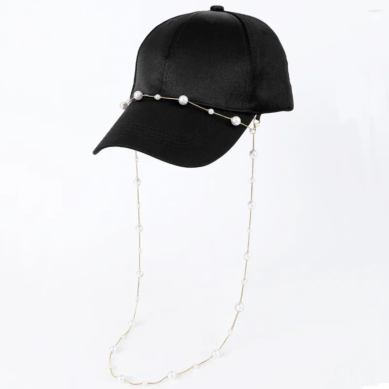 Boll Caps Hip Hop Trucker Hats Visor Women Snapback Diamond Pearl Baseball Cap Justerbar Vintage Iron Chain Outdoor Casquette