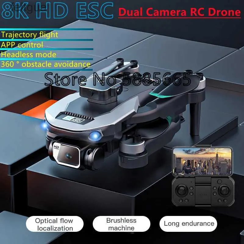 ドローンwifi fpv 8k hd esc dualカメラリモートコントロールドローンブラシレス光学フローアプリ7レベル風力抵抗RC Quadcopter Toy YQ240211